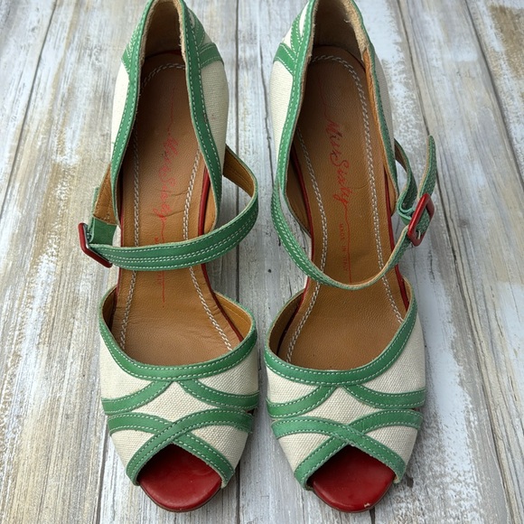 Miss Sixty Wedge Heels with Green/Red Trim - Picture 1 of 7